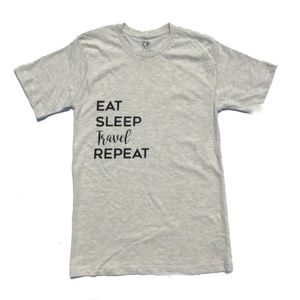 Tops - EAT SLEEP TRAVEL REPEAT Travel T-shirt Tops - EAT SLEEP TRAVEL REPEAT Travel T-shirt